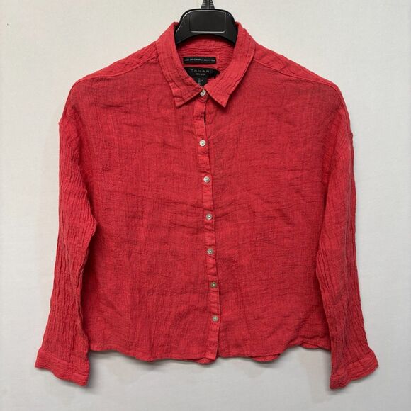 NWT Tahari European Grown Flax Linen Button Shirt Top Blouse Size Large D035 -7 - Picture 1 of 16